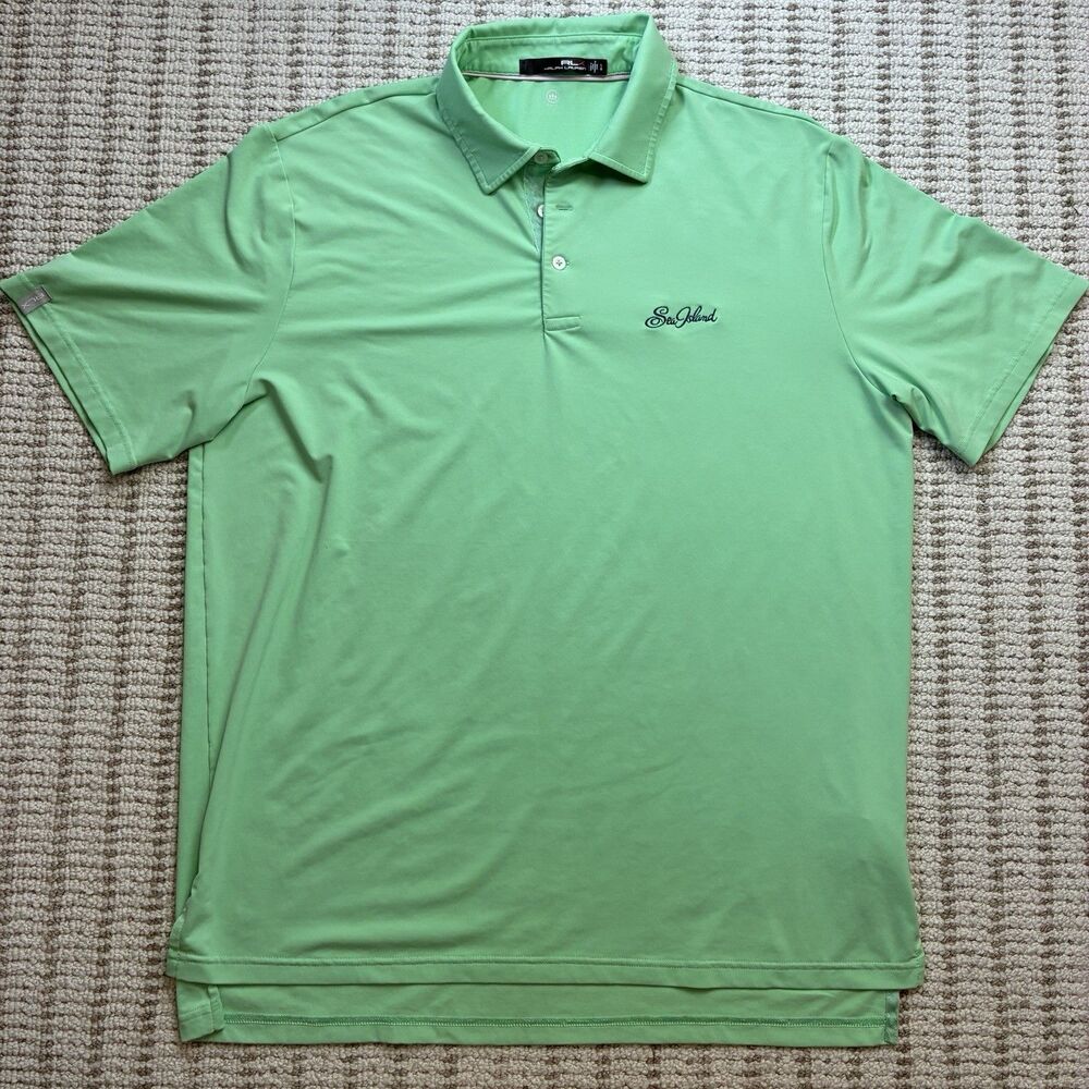RLX Ralph Lauren Sea Island Polo Shirt Mens Large Green Golf Moisture Wicking